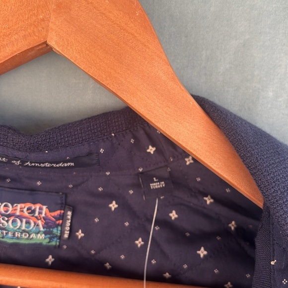 NWT Scotch & Soda Shirt Casual Large Mens Button Down Collared Cotton Navy Blue - Picture 9 of 9